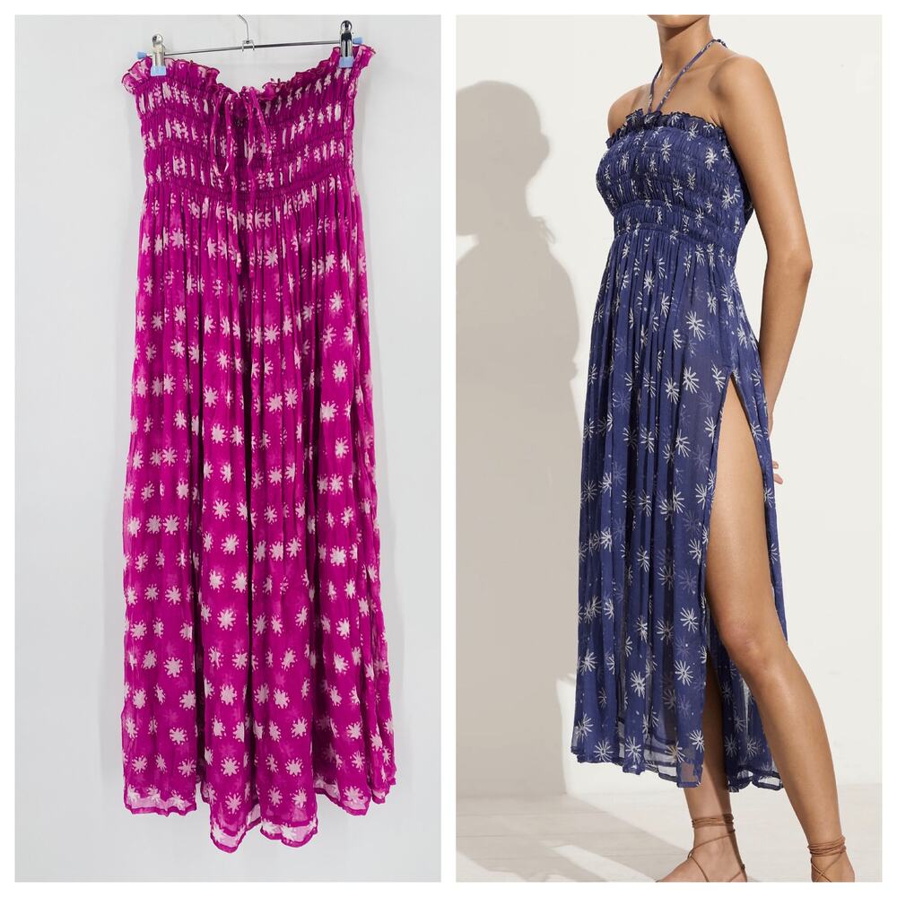 Cloe Cassandro M Purple Smocked Billie Midi Dress